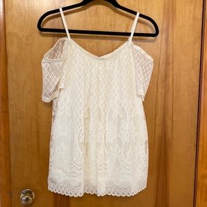Off The Shoulder Ivory Lace Shirt